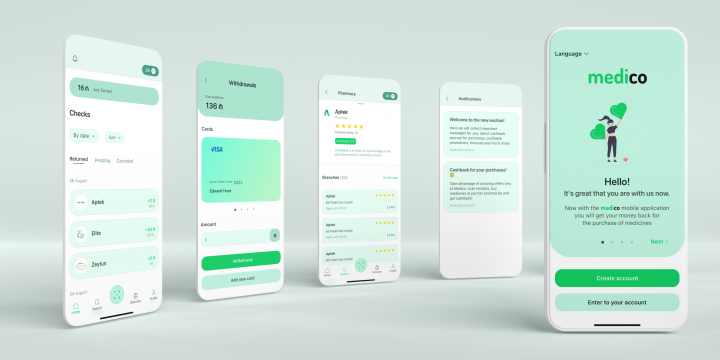 Приложение для стартапа Medico (кэшбэк с медицины)