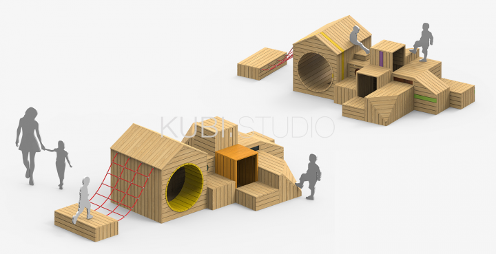 Детский городок "Куби" из блоков