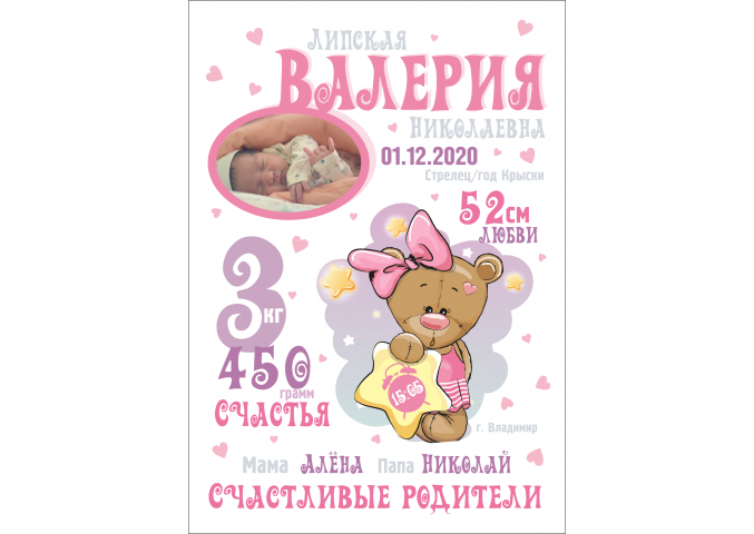 Метрика для девочки