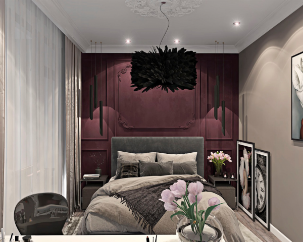 Дизайн спальни в стиле лофт с элементами классики