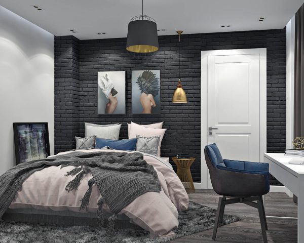 Дизайн спальни в стиле Лофт. г. Саратов