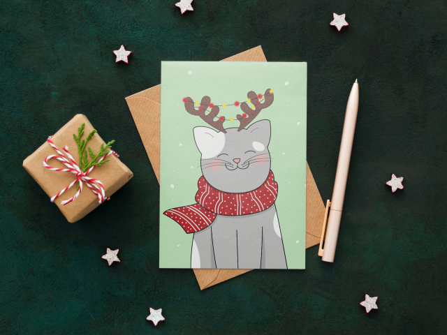 Иллюстрированная новогодняя открытка