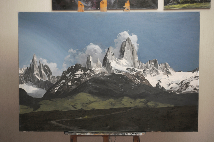 Пейзаж горный. Масляная живопись