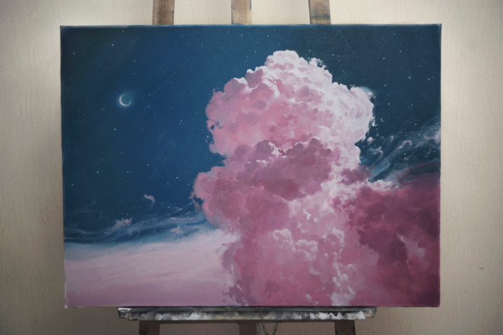 Масляная живопись. Облачный пейзаж. Реализм.