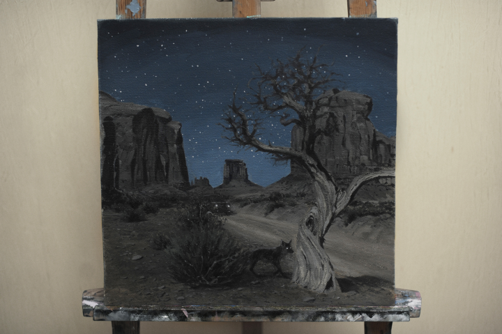 Картина маслом, пустынный пейзаж