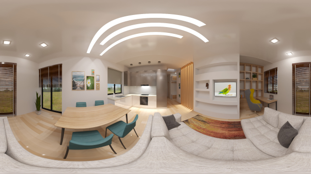 3д-тур. Гостиная-кухня.