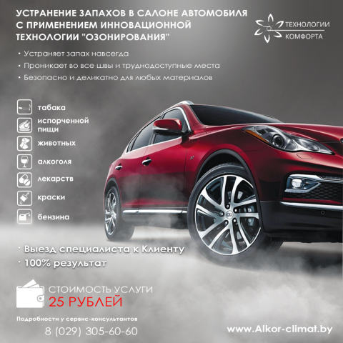 Баннер "Озонирование салона авто"