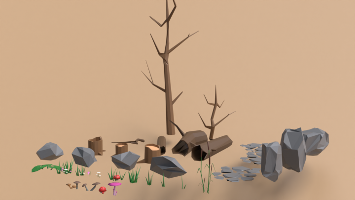 Low-poly декорации леса