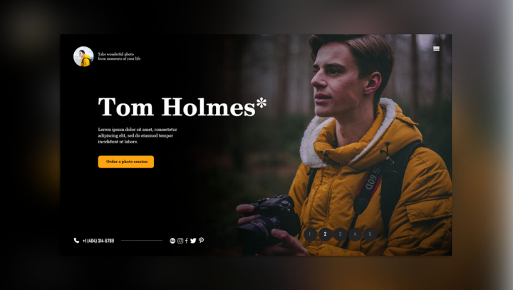 Landing Page - авторский сайт для фотографа Тома Холмса