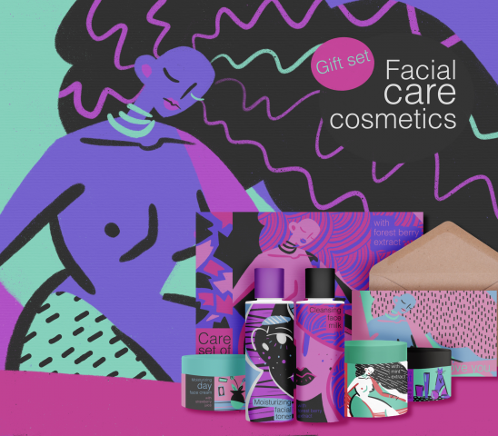 Иллюстрации и оформление линейки уходовой косметики