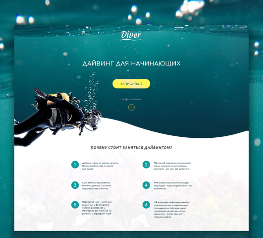 Landing page для компании Diver