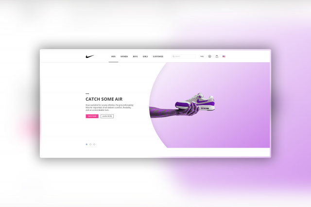 Дизайн Landing page обувь Nike