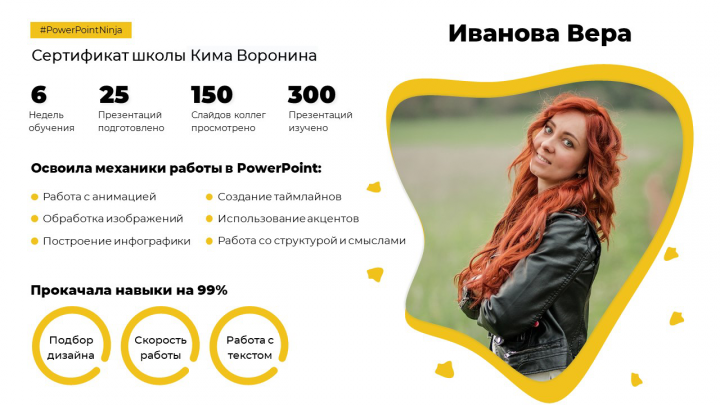 Сертификат школы "PowerPointNinja"