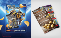 Дизайн листовки снэков Transformers Makolli.