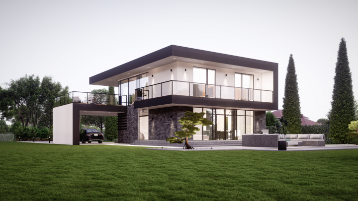 Визуализация хай-тек дома