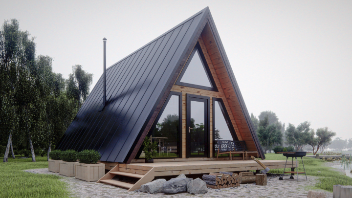 A-frame баня 6x8м