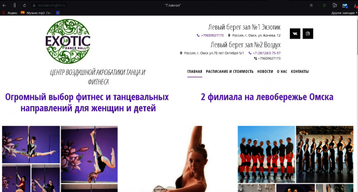 Сайт сети фитнесс-клубов. Продвижение в Яндекс.Директ