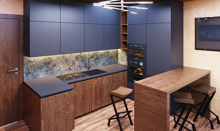Визуализация кухни-гостиной