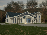 Визуализация дома из белого бруса