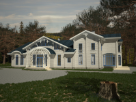 Визуализация дома из белого бруса