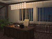 Визуализация рабочего кабинета с подсветкой. "Все включено"