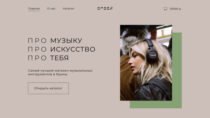 Дизайн сайта магазина Музыкальных Инструментов