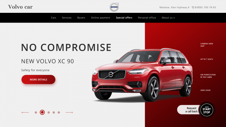Redesign first screen for Volvo car