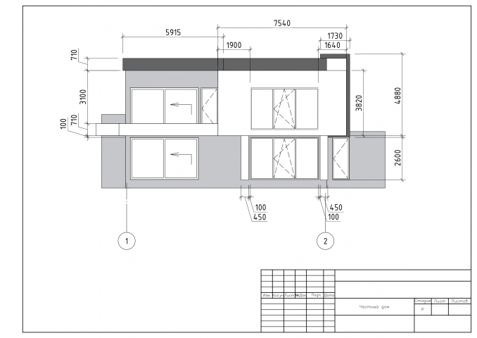 Проект частного дома (плюс спецификация проемов)