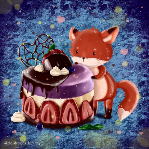 Иллюстрация "Лисенок с пироженым"