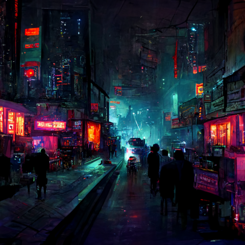 Ночной город будущего.