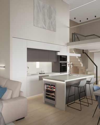 Кухня в двухуровневой квартире. ЖК Николин парк