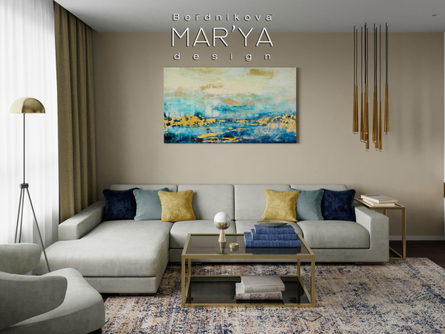 ЖК LIFE Ботанический сад. Гостиная. Визуализация