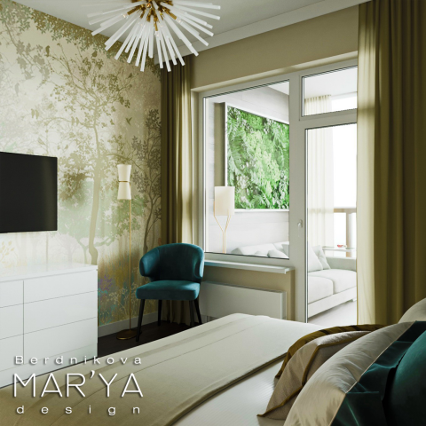 Спальня с лоджией. ЖК Ботанический сад LIFE