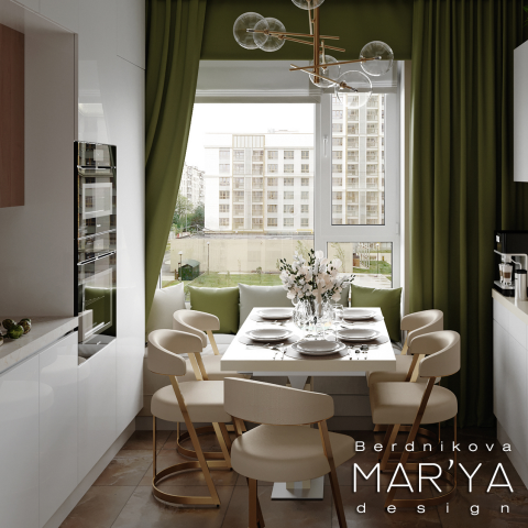 Кухня-столовая. ЖК "LIFE Ботанический сад" (3D)