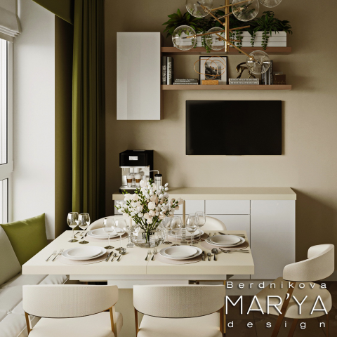 Кухня-столовая. ЖК "LIFE Ботанический сад" (3D)