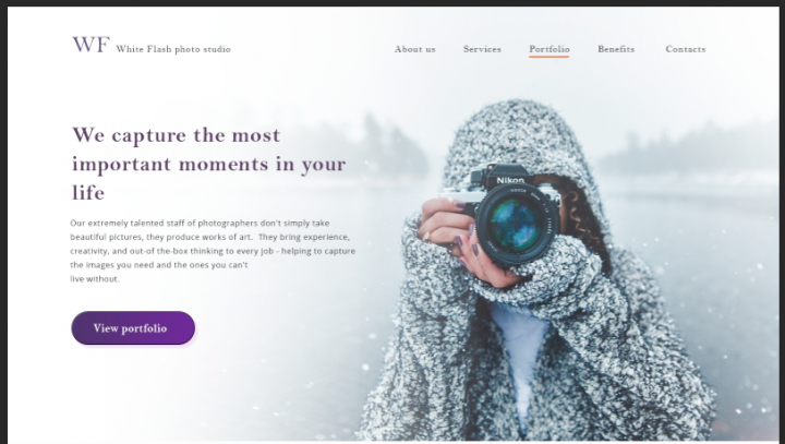 Дизайн сайта для фотостудии WF