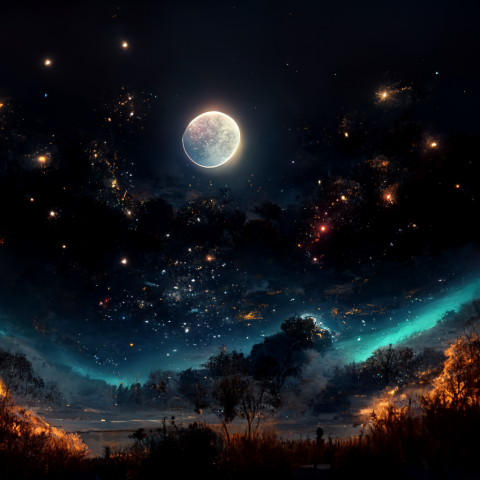 Красивое ночное небо, картина для задней стороны меню