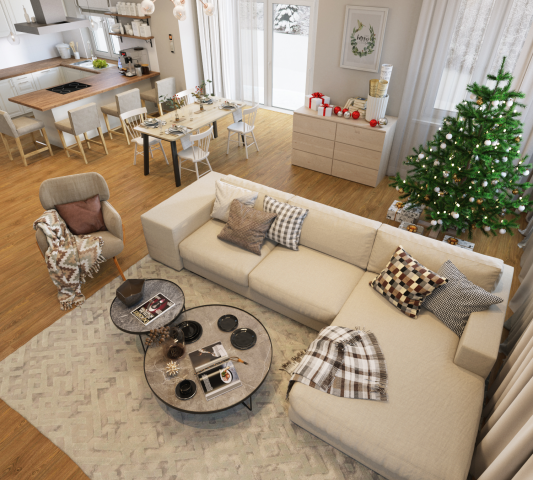 кухня-гостиная в таунхаусе