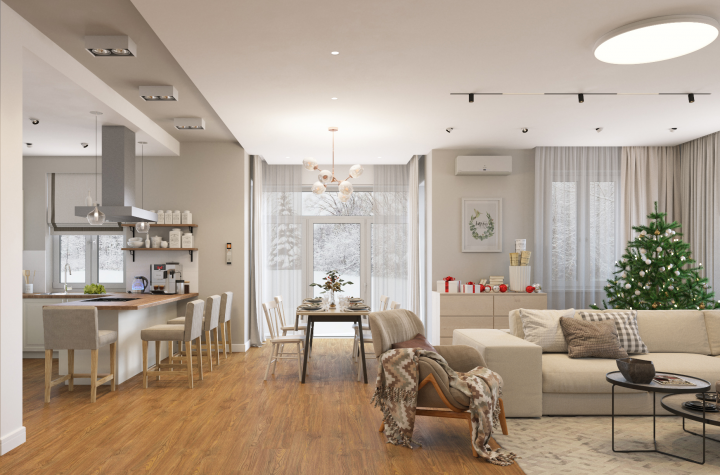 кухня-гостиная в таунхаусе