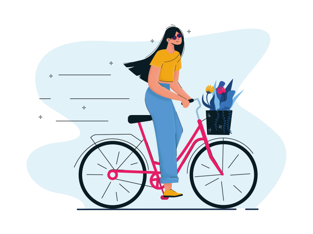 Иллюстрация для сайта - девушка на велосипеде
