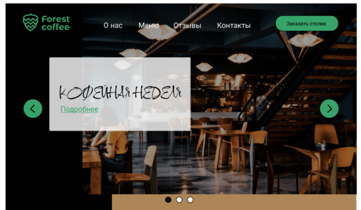 Дизайн сайта кафе