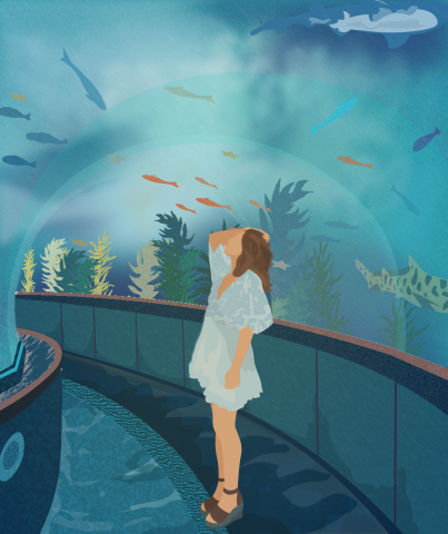 girl and oceanarium
