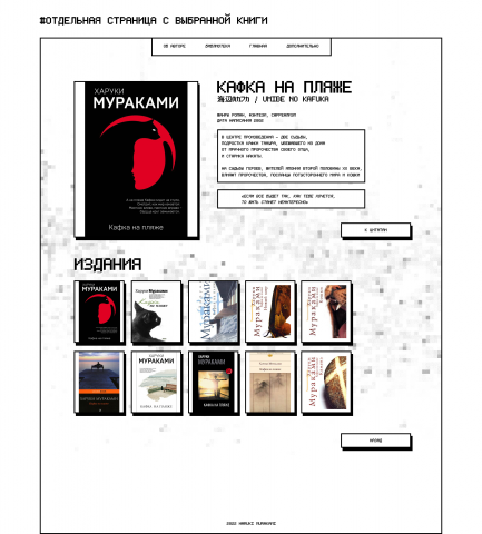 Редизайн сайта по творчеству Мураками