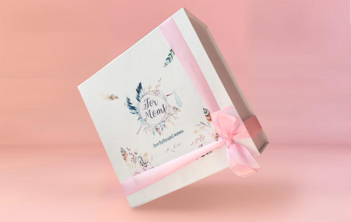 Логотип, дизайн упаковки и вложений для Мам-боксов "For Moms"