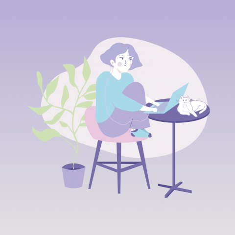 За работой