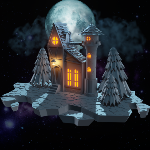 Ночной дом на острове