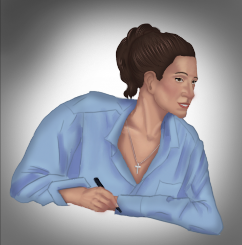 Женщина в голубой рубашке