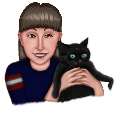 Женщина с чёрной кошкой