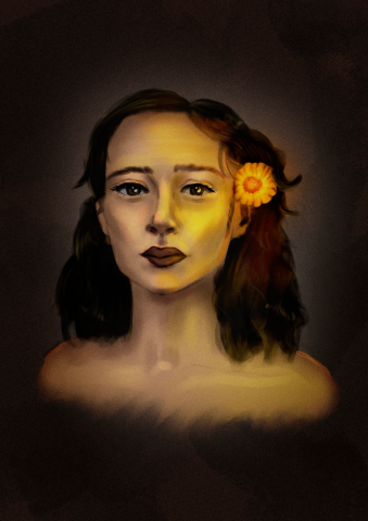 Девушка со светящимся цветком