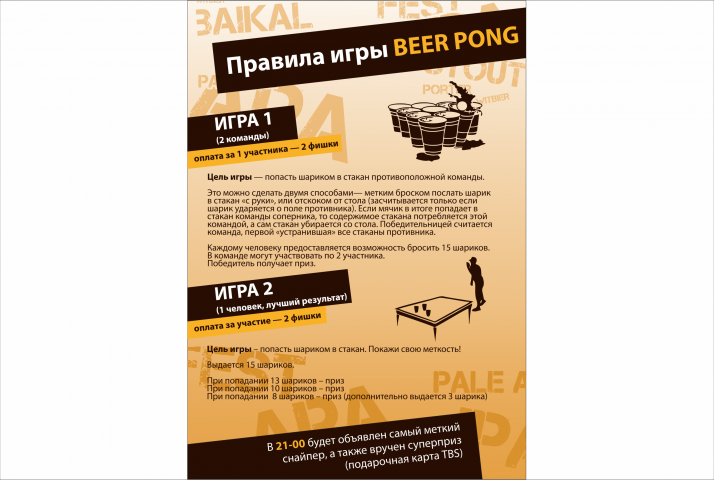 Листовка "Правила игры Beer Pong"